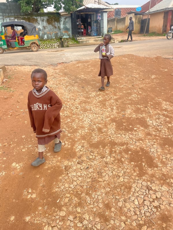 Morning scenes around Barakin Akawo: school runs and a local gym