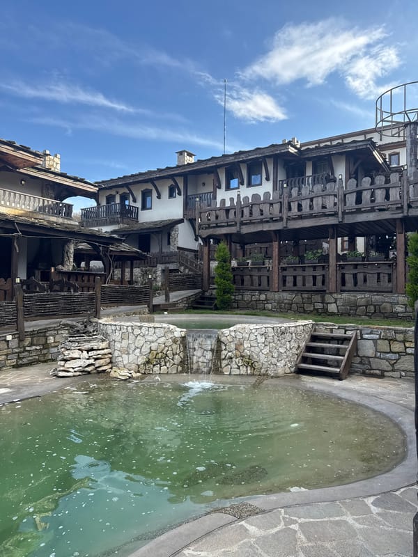 Traditional Bulgarian village architecture and water features documented in Medovo