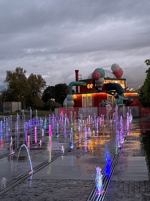 Moscow landmarks illuminated during evening hours
