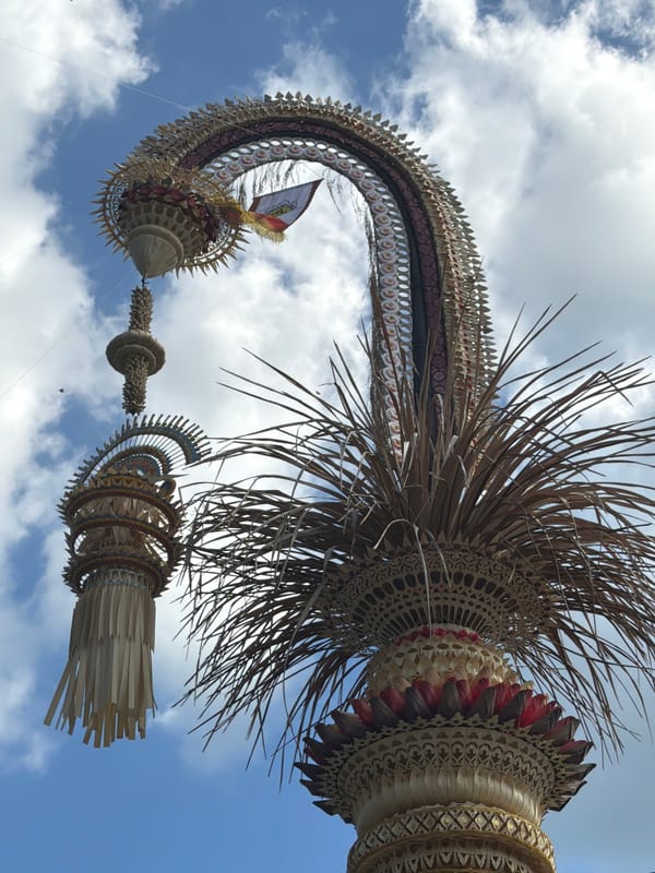Balinese penjor reaches skyward in North Kuta