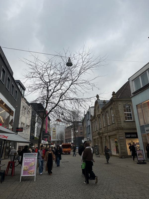 Urban commercial street scene documented in Osnabrück, Germany