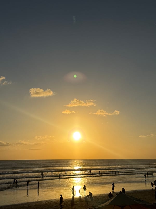 Kuta Beach sunset and the surrounding tourist strip