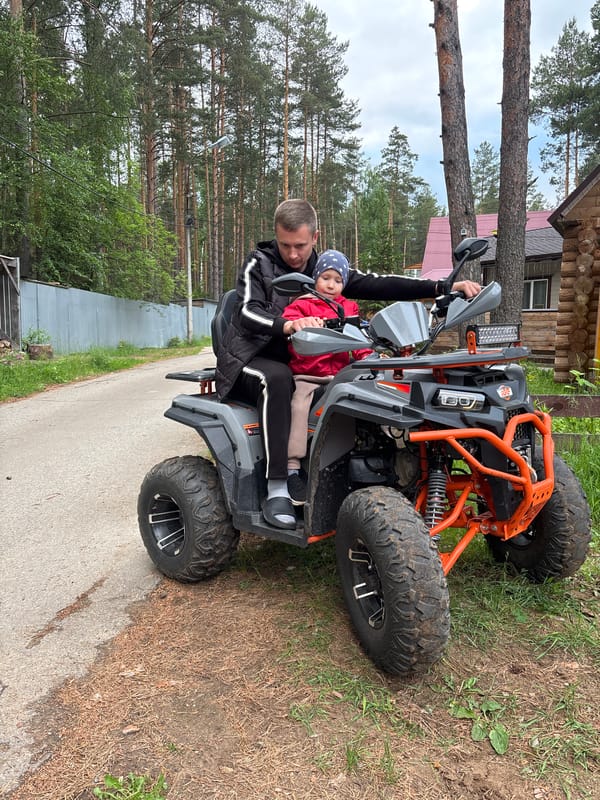 Family ATV outing recorded in Chaykovsky, Russia