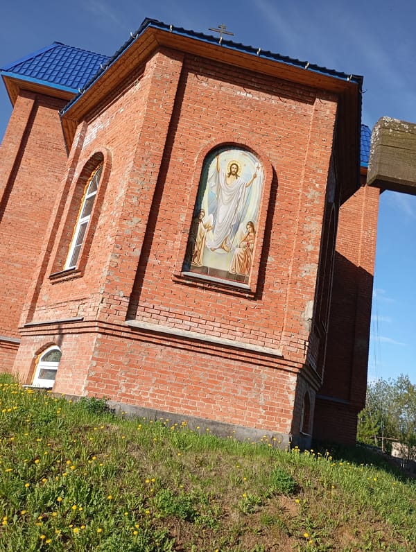 Witness documents churches, war memorial, rural road, damaged building