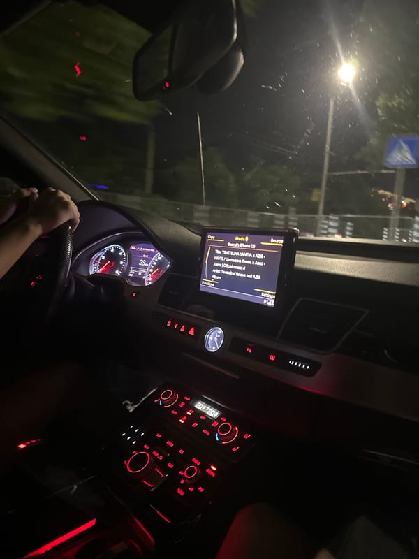 Late evening drive through the streets of Ruse, Bulgaria