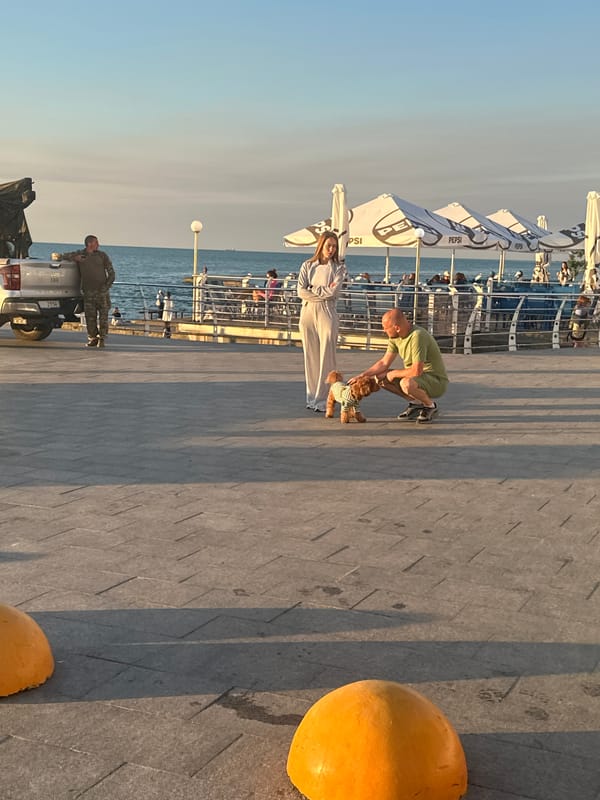 Sunset piano and plein air sketching on Odesa's seafront promenade