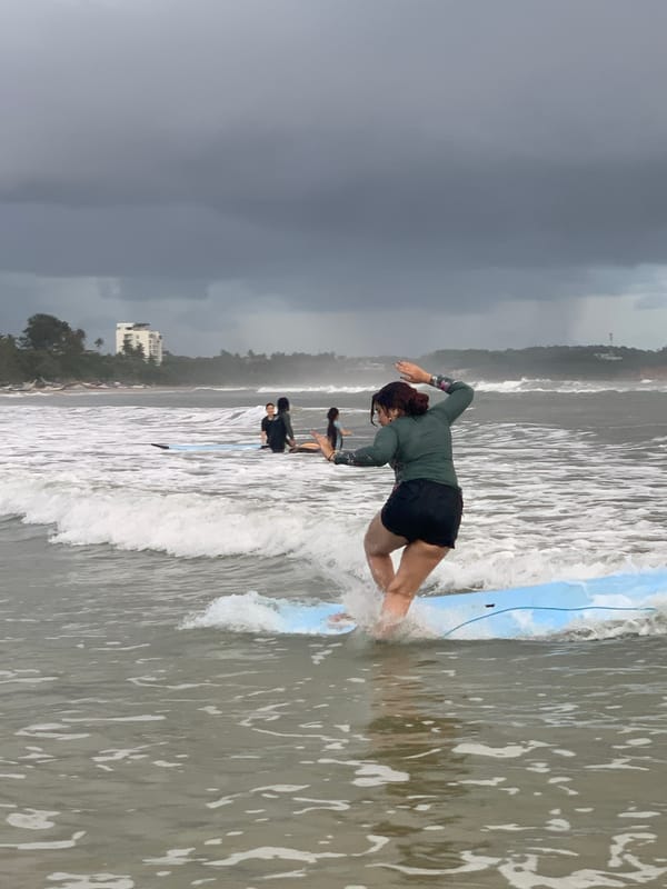 A full morning surf session on Weligama beach, Sri Lanka