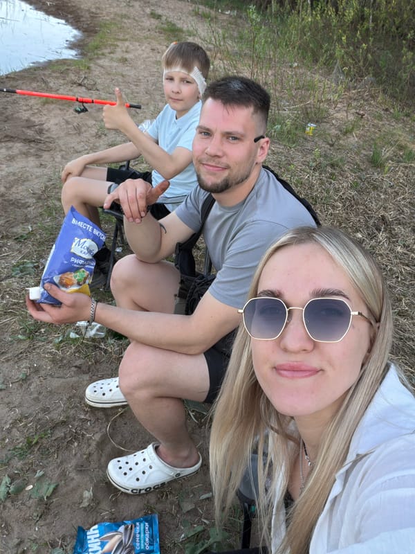 Family fishing trip documented at lakeside location Sunday afternoon