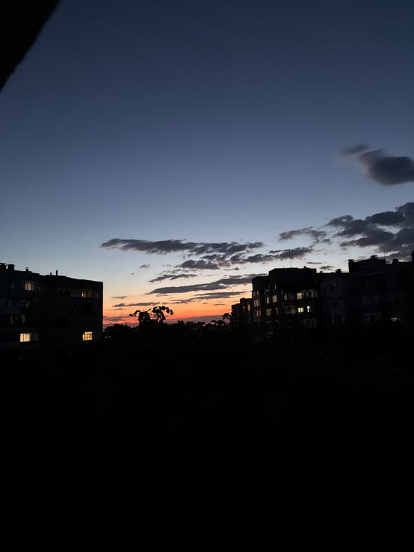 Dusk skyline captured in Montana, Bulgaria showing colorful horizon