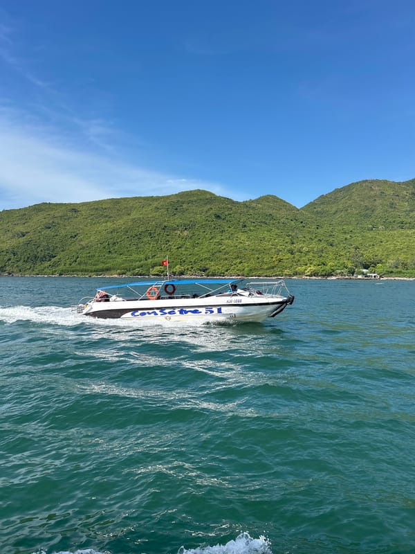 Busy boat traffic on the turquoise waters off Nha Trang