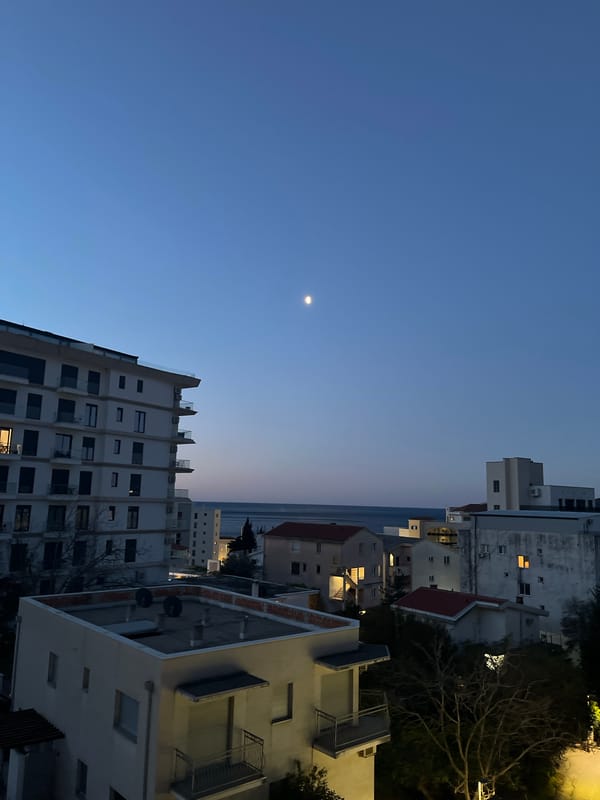 Night sky observed over Boreti, Montenegro with visible moon