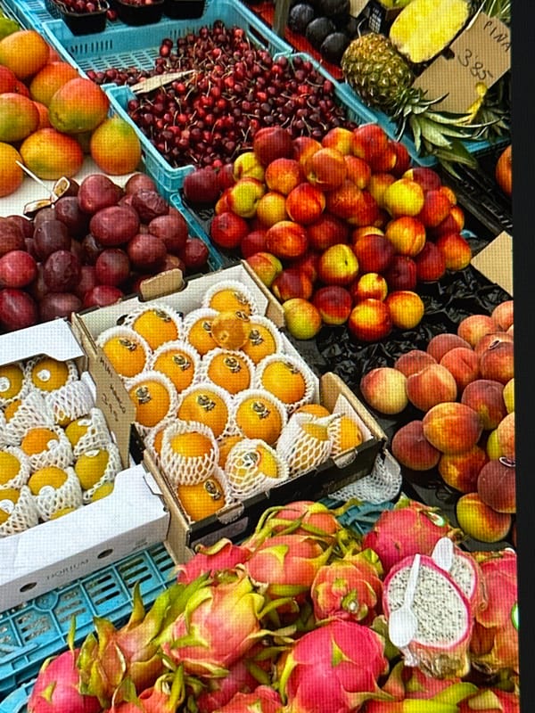 Food, architecture, and street life in a Mediterranean town