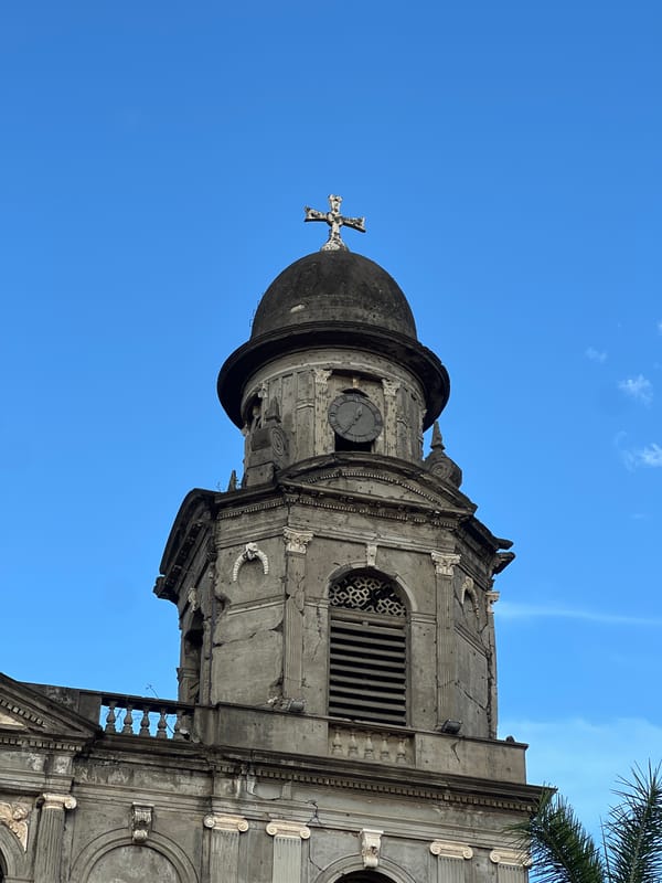 Managua's historic cathedral and National Palace up close