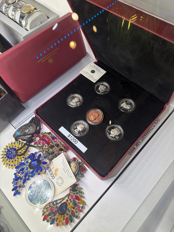 Visitor documents antique shopping experience in Montreal flea market