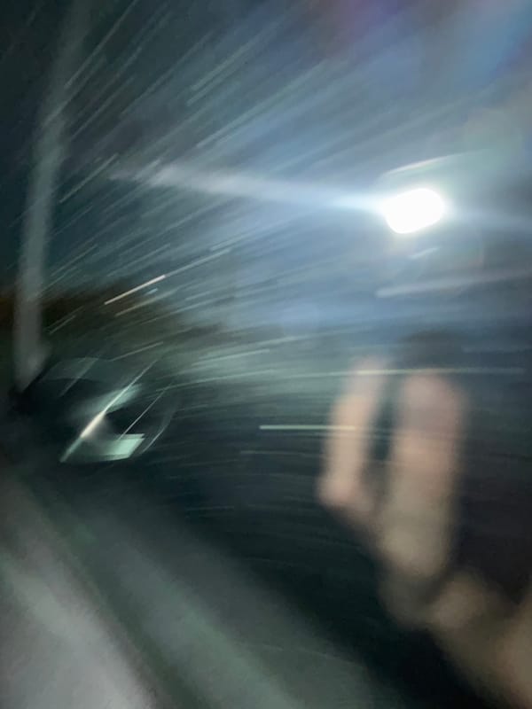 Nighttime driving scene captured in Mirandela, Portugal