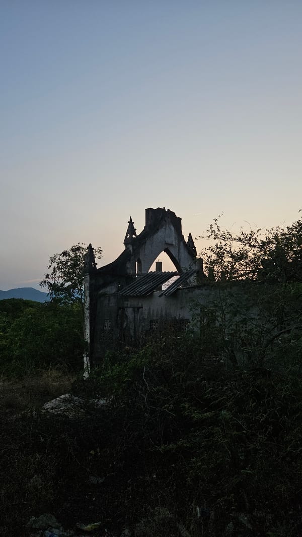 Dilapidated colonial building documented in Cam Ranh, Vietnam