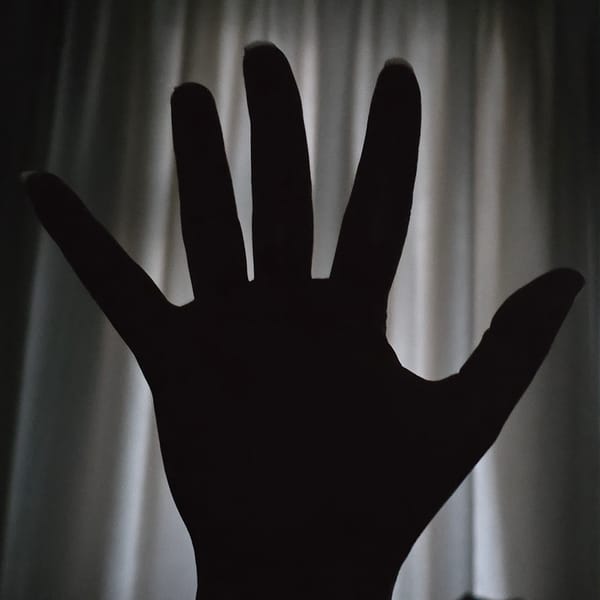 Silhouetted hand photographed in low light conditions early morning