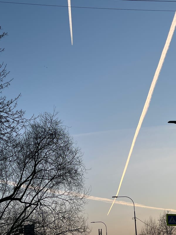 Aircraft contrails observed across Saint Petersburg skies