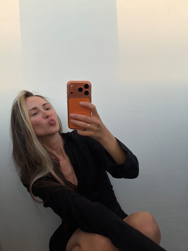 Woman takes selfies in Khimki, Russia