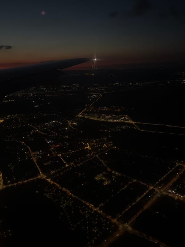 Airplane passenger captures sunset city view over Шемякино, Russia