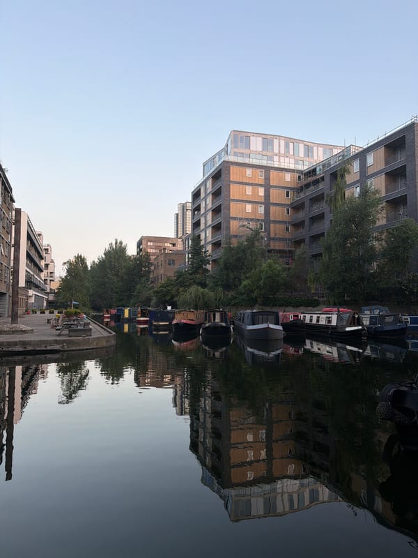 King's Cross canal and streets at dusk