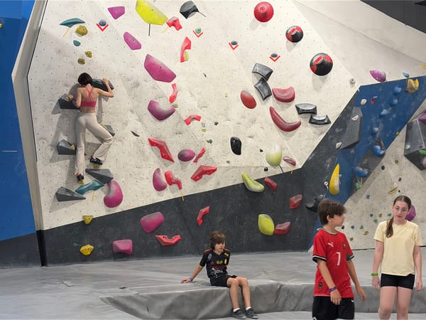 Active session at a Moscow indoor bouldering gym