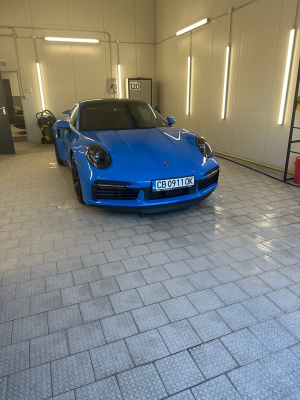 Blue Porsche spotted at indoor location in Pancharevo, Bulgaria