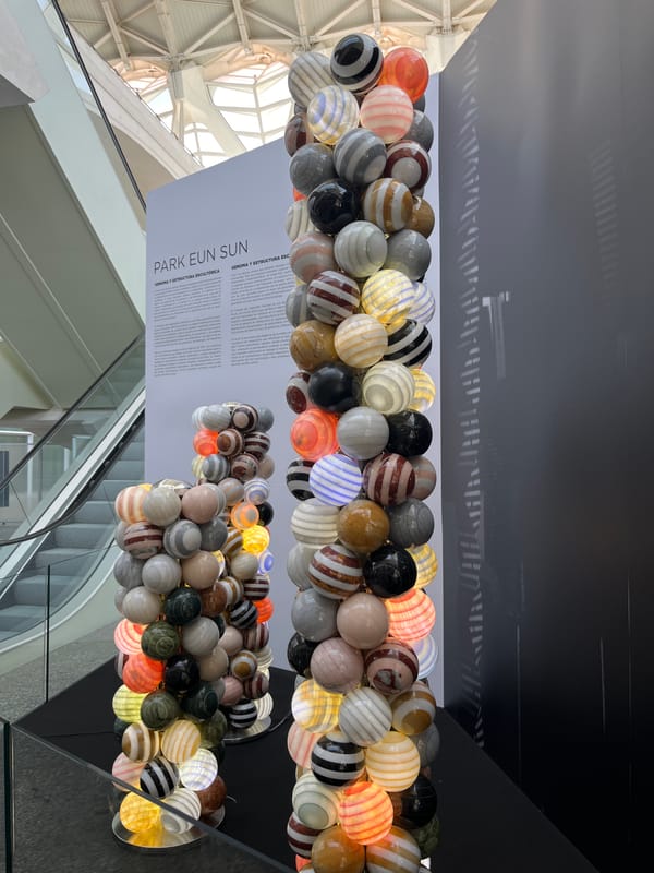 Park Eun Sun spherical art installation documented at Valencia Arts complex
