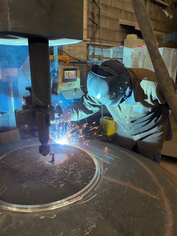 Industrial welding work documented at Montenegro facility