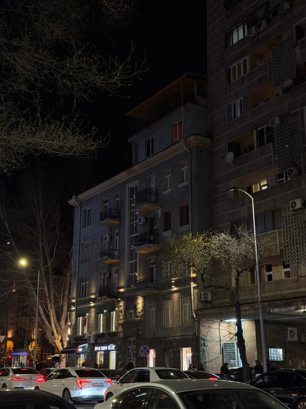 Evening street scene captured in Yerevan, Armenia