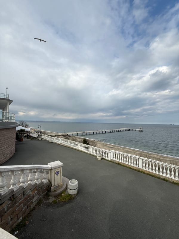 Witness documents Burgas pier and Black Sea coastline views