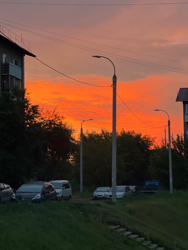 Sunset evening stroll with a Pomeranian and a tank nearby