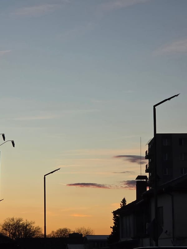 Man takes selfies during dusk in Plovdiv, Bulgaria