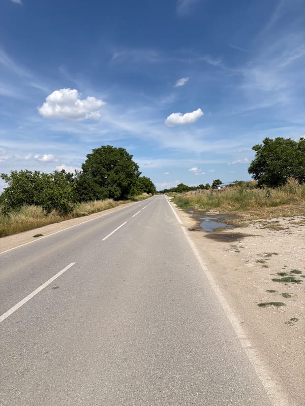 Rural road scene documented in Zlatitrap, Bulgaria countryside