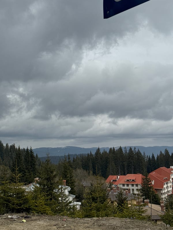 Overcast skies observed over Smolyan mountain landscape, Bulgaria