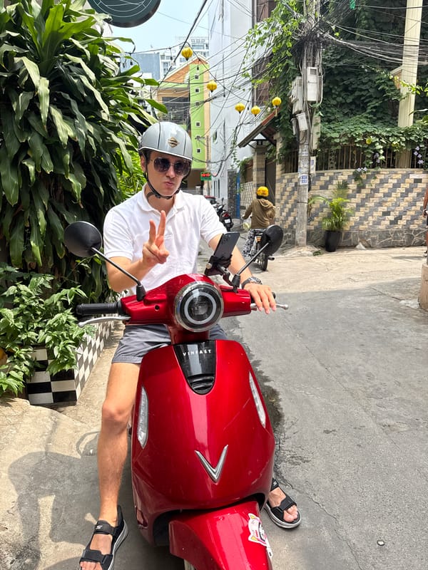 Morning street scene with electric scooter in Nha Trang