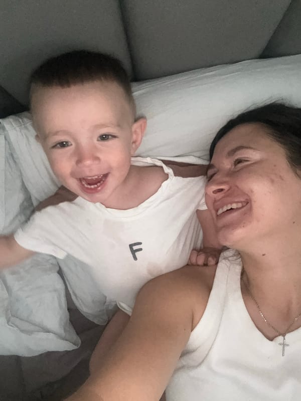 Mother and toddler share tender moments in Russian home