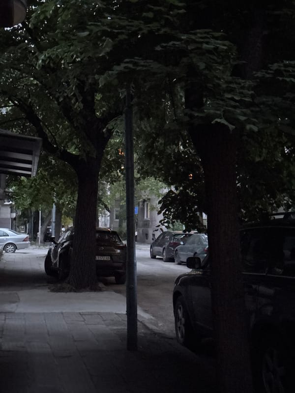 Quiet street scene captured in Plovdiv, Bulgaria