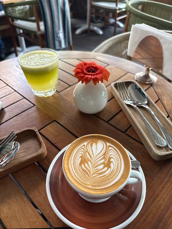 Cafe moment captured in Khimki featuring latte art