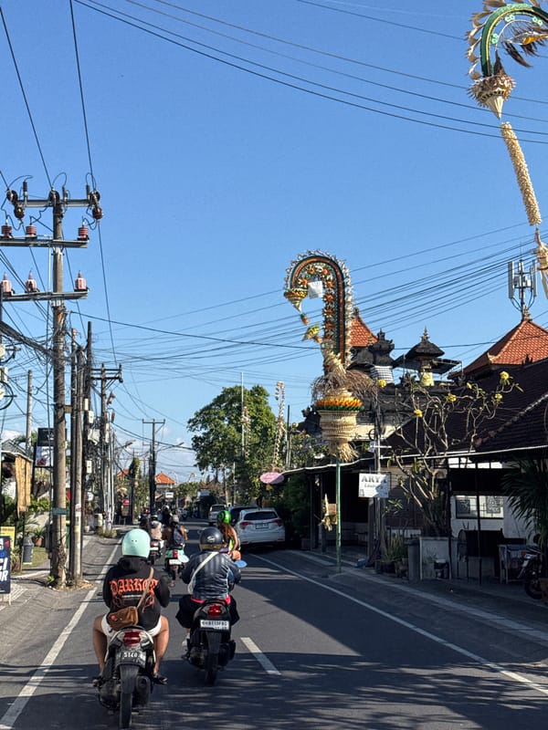 Sunny morning street scenes around North Kuta, Bali