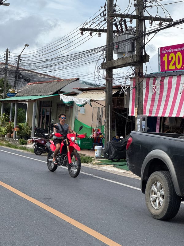 Motorbikes on a Rawai street, caught seconds apart