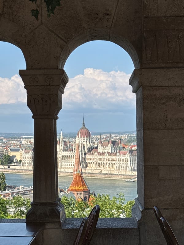 Budapest landmarks: Matthias Church and Heroes' Square on a summer afternoon