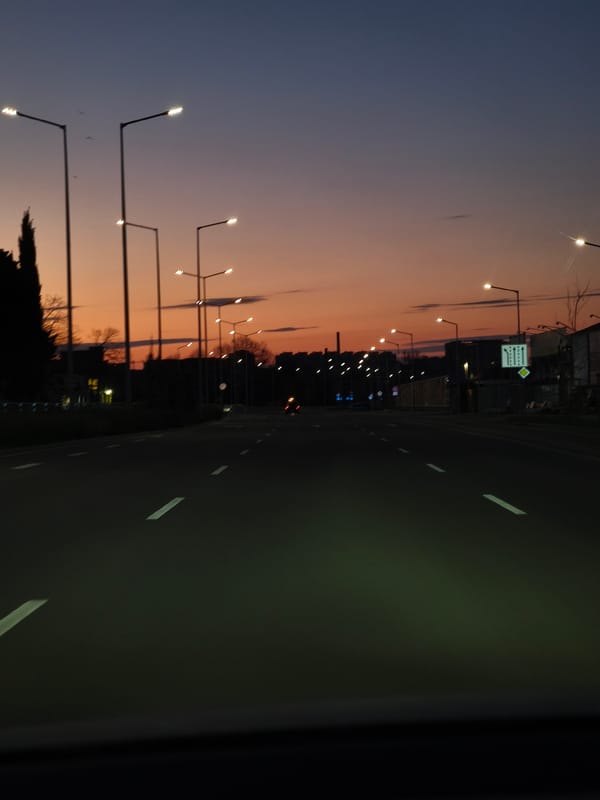 Nighttime street scene captured in Burgas, Bulgaria