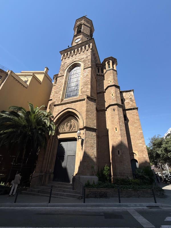 Morning scenes captured across Barcelona include church, street music