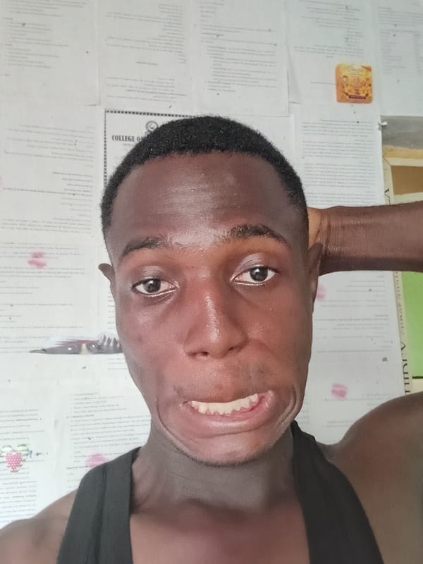 Man documented with household items in Akwete, Nigeria morning