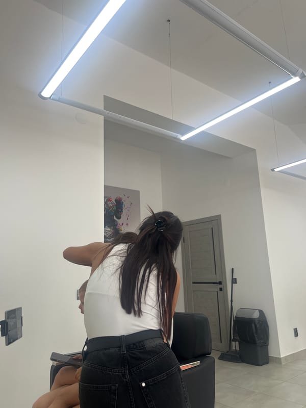 Hair salon interior documented in Uzhhorod, Ukraine