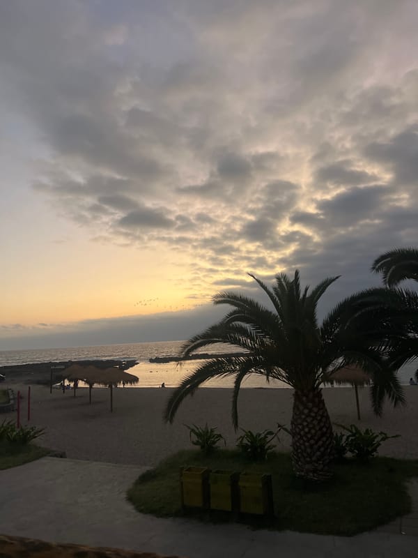 Evening life unfolds along Arica's coastal promenade
