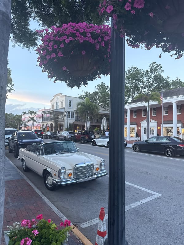Nighttime street scene captured in Naples, Florida