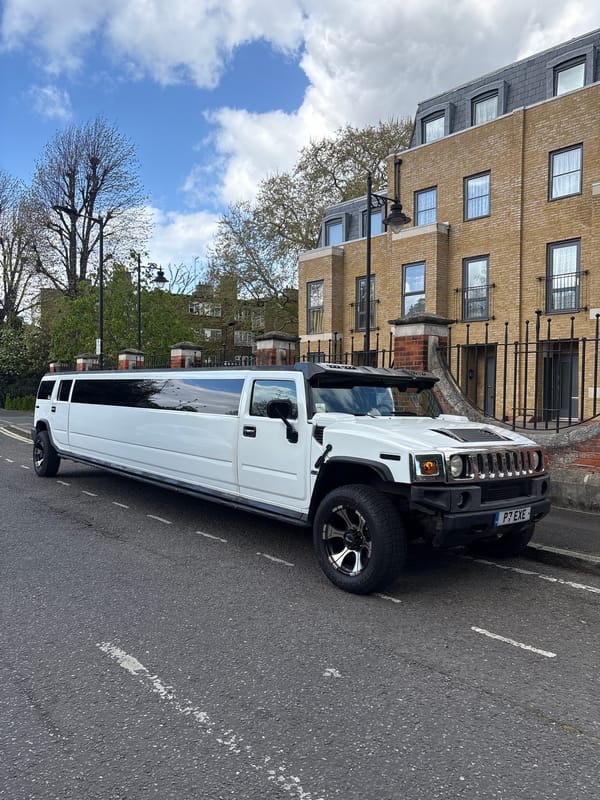 White stretch Hummer spotted parked in London residential area