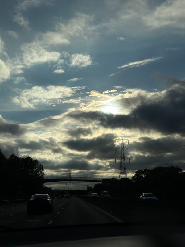 Road trip through stormy skies leads to an airport